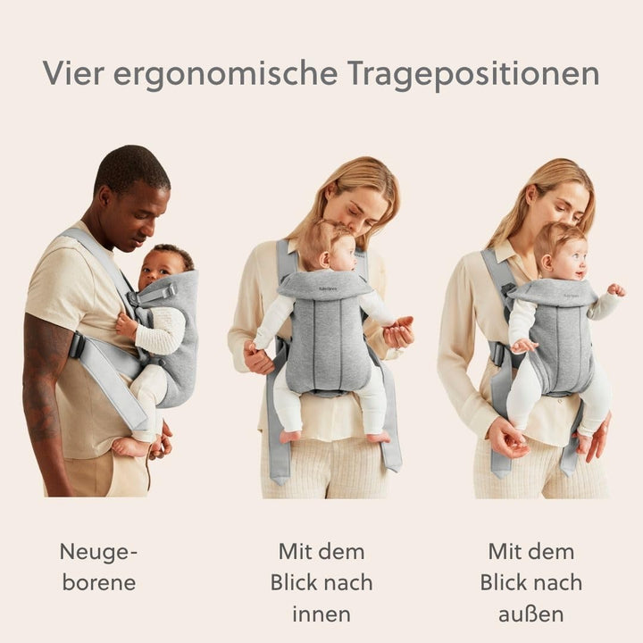 BABYBJÖRN Babytrage Mini, 3D Jersey, Hellgrau 3D-Jersey hellgrau, 3D-Jersey hellgrau