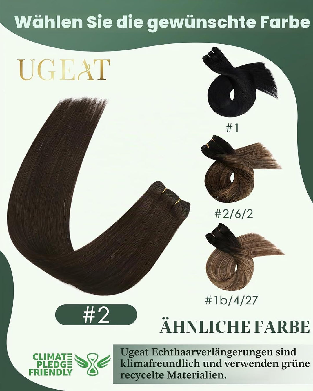 Ugeat Braun Extensions Echthaar Tressen Remy Haartressen Echthaar Zum Einnähen Dunkel Braun Echthaar