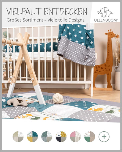 ULLENBOOM Kinderbettwäsche 100x135 cm - 100% OEKO-TEX Baumwolle - Waldtiere Petrol - Kinder Bettwäsc