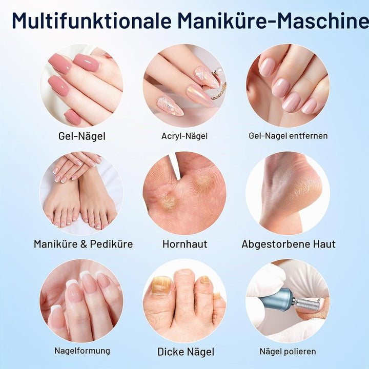 Cadrim Nagelfräser, 45000 U/min Nagelfräser für Gelnägel, Elektrische Nagelfeile Maniküre Pediküre S
