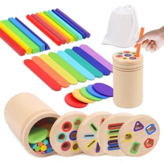 Montessori Spielzeug ab 1 2 3 Jahre – 4-in-1 Holzspielzeug mit Motorik, Sortier- und Sensorikspiel,
