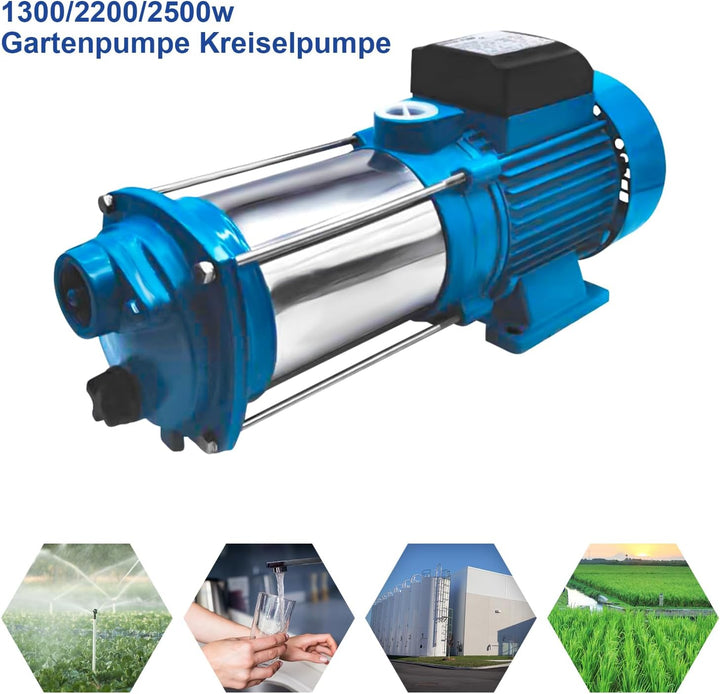 Gartenpumpe Kreiselpumpe, 2500W Elektrische Centrifugal Pumpen Garden Pumpe 4000 L/h Robuste, max. D