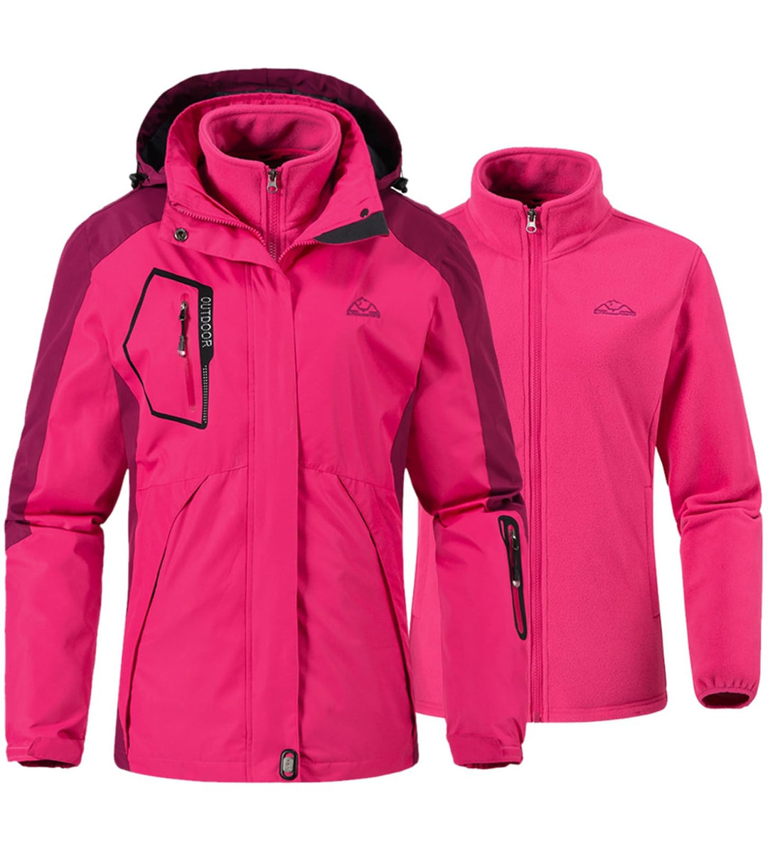 YSENTO Damen 3-in-1 Skijacke Winter FleeceJacke Wasserdichte Winddichte Warme Funktions Outdoor Soft