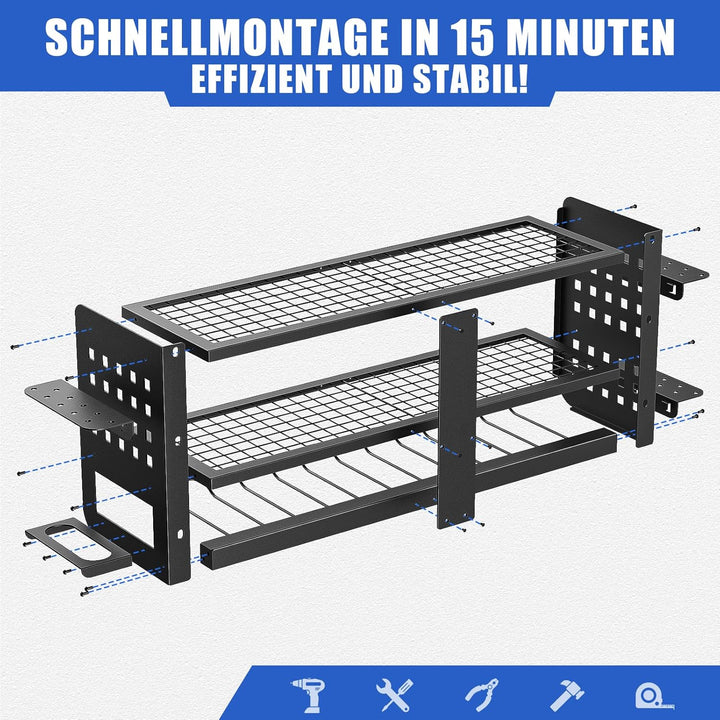 Werkzeug Organizer Wand - Schwerlast-Stahlregal, belüftetes Gitter mit Haltern für Bohrer/Hämmer/Sch