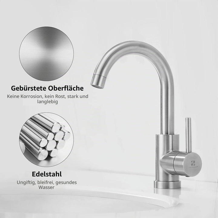 HOMELODY Niederdruck Wasserhahn Bad/Küche 360° Drehbar Badarmatur Küchenwasserhahn Einhebelmischer W