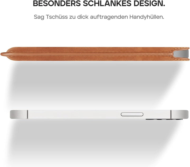 WIIUKA Hülle für iPhone 13 Mini, Deutsches Nubukleder, Lederhülle extra Dünn, Premium Leder, Design