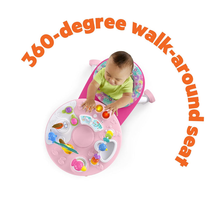 Bright Starts, Around We Go Tropic Coral 2-in-1 Spielstation & Lauflernwagen, Spieletisch mit Lichte