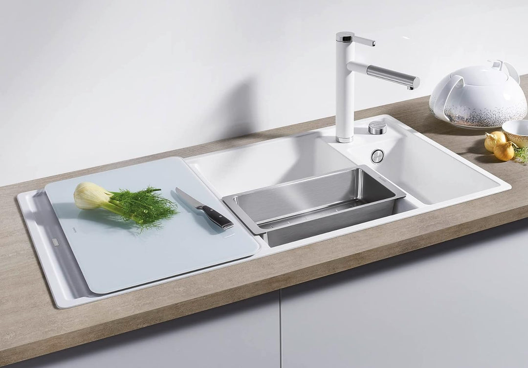 BLANCO AXIA III 6 S | SILGRANIT softweiss | Einbauart: Einbau von Oben | Hauptbecken rechts | mit Gl
