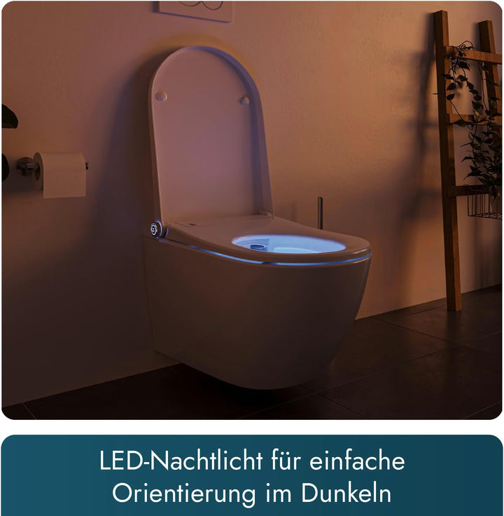 Bernstein Dusch-WC Pro+ 1102 in Weiss mit 5 Jahre Garantieerweiterung, Spülrandloses Hänge-WC mit Bi