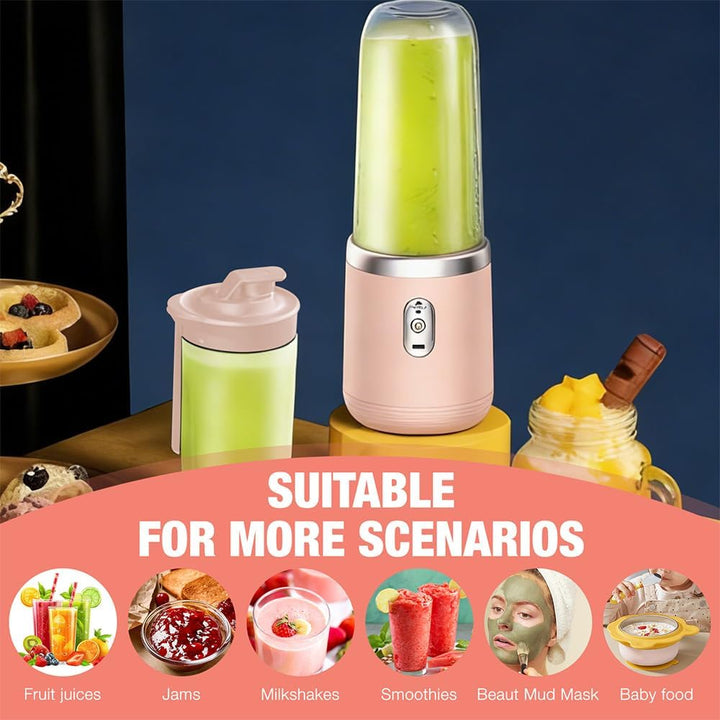 Tragbarer Mixer, 400ml Mixer Smoothie Maker to Go mit Digitalanzeige, Portabler Elektrischer Saftpre