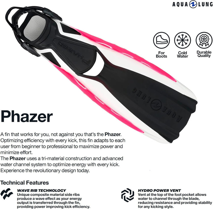 Aqua Lung PHAZER - flossen Erwachsene für alle Erfahrungsstufen mit innovativer Wave Rib-Technologie
