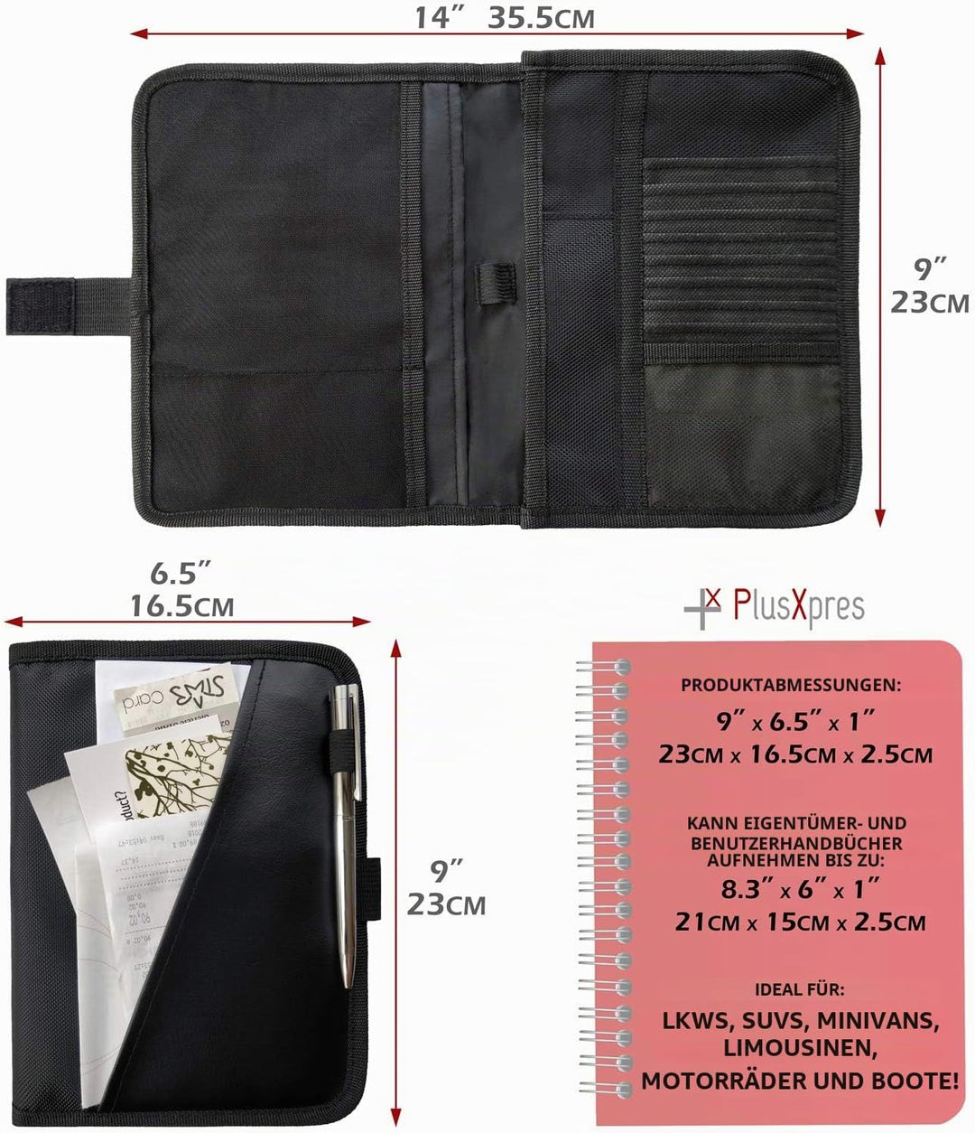 PlusXpres Handschuhfach-Organizer – Autodokumentenhalter – Manuelle Tasche – Fahrzeugaufbewahrung fü