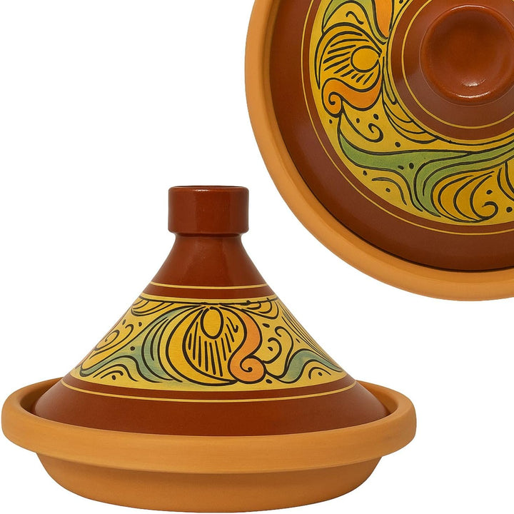 Marokkanische Tajine Topf zum Kochen | Schmortopf glasiert Chaouen Ø30cm 4-5 Personen | inklusive Re