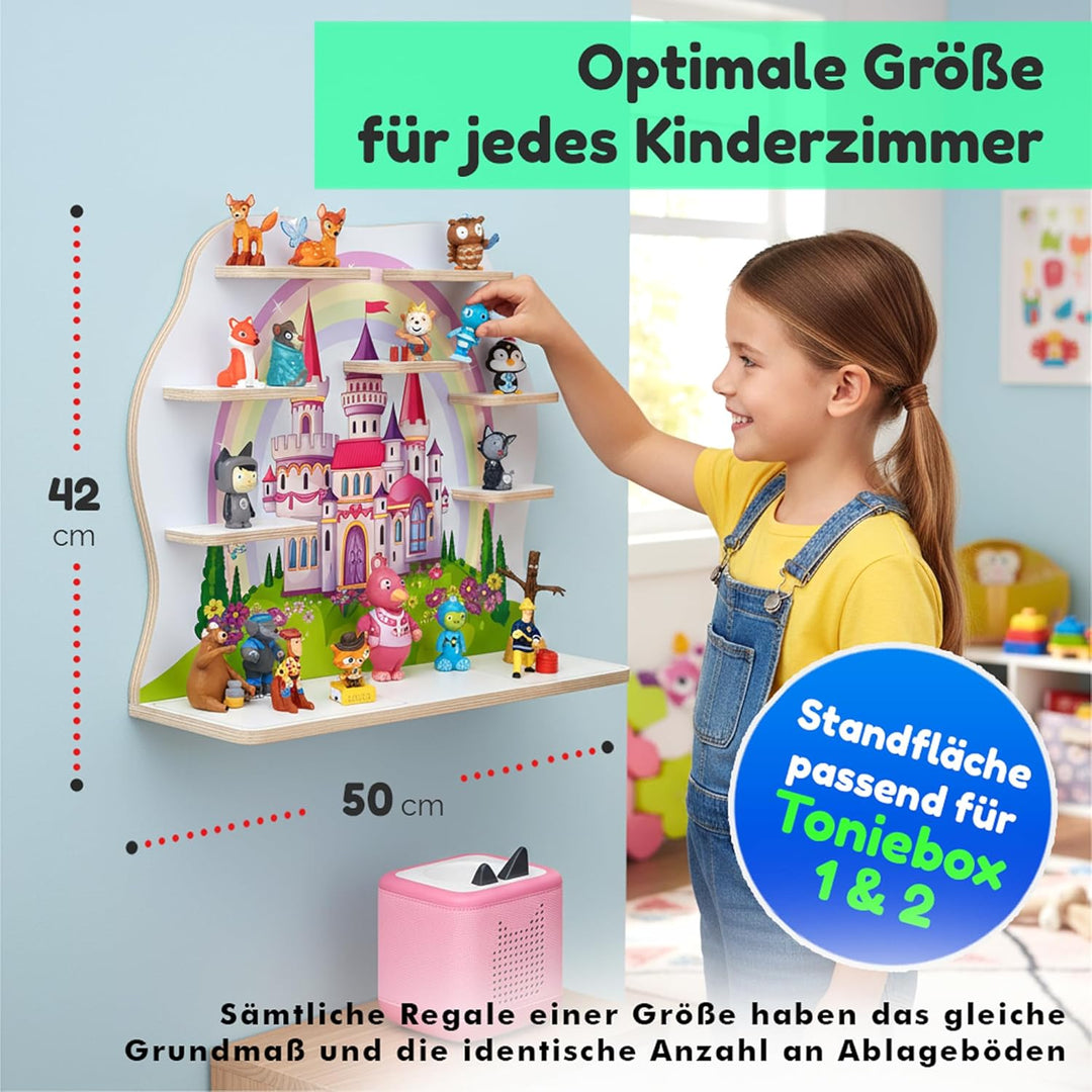 stadtecken Holzregal passend für Toniebox 2 I Geeignet für ca. 50 Tonies I Perfekte Aufbewahrung im