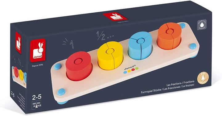 Janod - Essentiel - Das Bruchrechnen - Lernspiel aus Holz Babys und Kleinkinder - Zahlen und Mathema