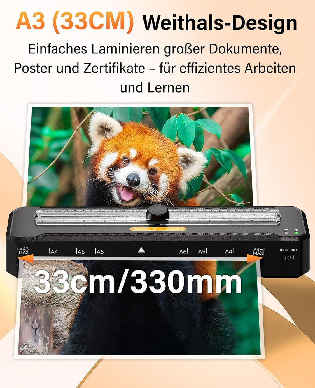 MAXDONE Laminiergerät, A3 Laminiergerät Eingebauter Cutter, Laminiermaschine mit 10 Folien und Eckru