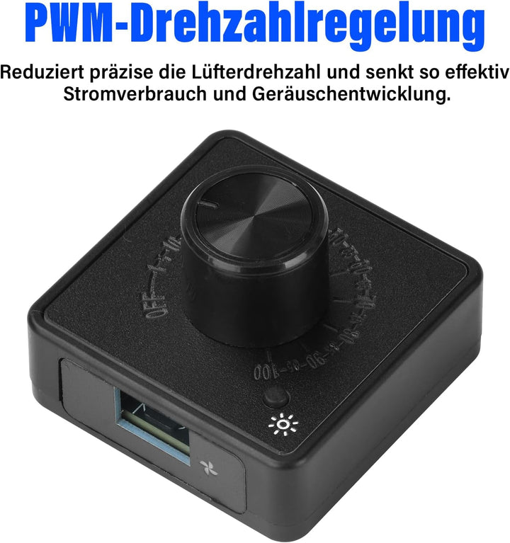 Aideepen 4 Pin 12V PWM-Lüfterregler, Type-C 12V-Netzteil 4 Draht Fan Speed Controller mit Hintergrun