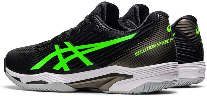 ASICS Herren Solution Speed FlyteFoam 2 Tennisschuhe, Stahlblau/Gefahrgrün 42 EU Black Green Gecko,