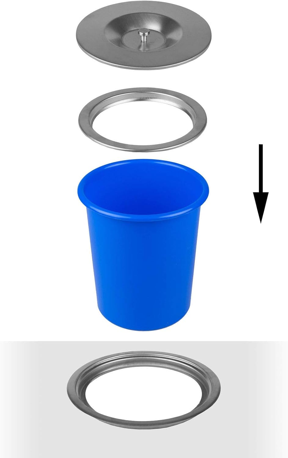 Onpira 6,5 Liter Edelstahl Einbau Abfalleimer Küchen Arbeitsplatte Mülleimer Abfallsammler (6,5L), 6