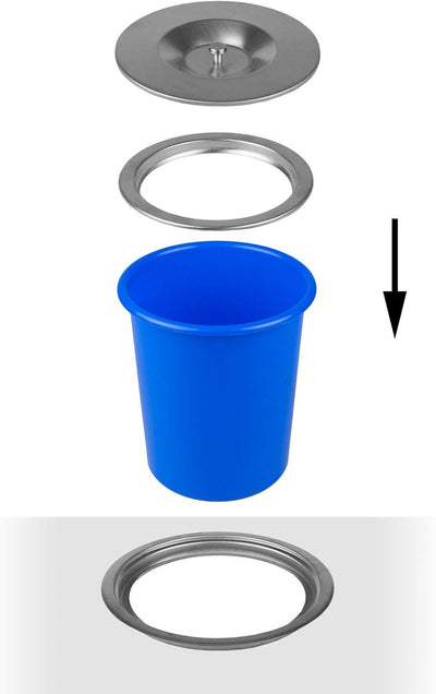 Onpira 6,5 Liter Edelstahl Einbau Abfalleimer Küchen Arbeitsplatte Mülleimer Abfallsammler (6,5L), 6