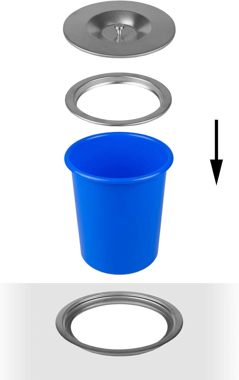 Onpira 6,5 Liter Edelstahl Einbau Abfalleimer Küchen Arbeitsplatte Mülleimer Abfallsammler (6,5L), 6