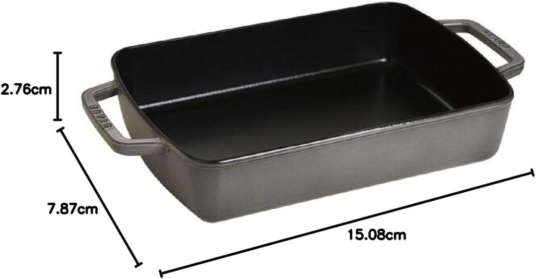 Staub 1004328 Auflaufform (30 x 20 cm, 3,15 L mit mattschwarzer Emaillierung im Inneren der Auflauff