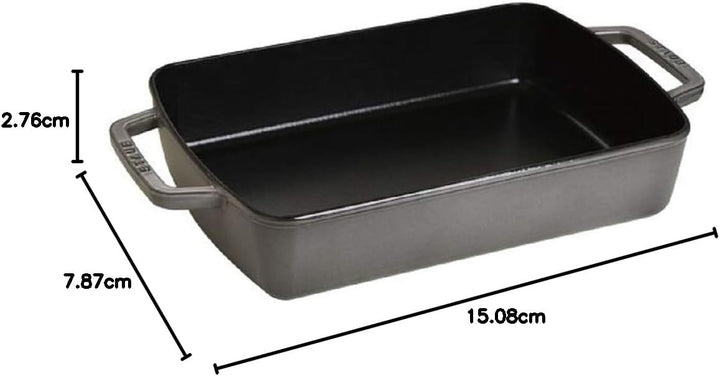 Staub 1004328 Auflaufform (30 x 20 cm, 3,15 L mit mattschwarzer Emaillierung im Inneren der Auflauff