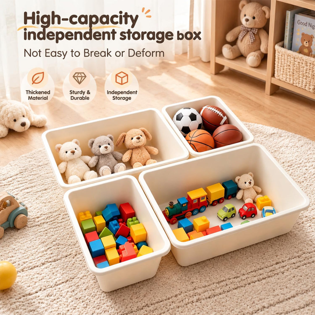 Kinderregal mit 12 Boxen,Spielzeug Organizer Naturholzfarbe | Praktische Spielzeugaufbewahrung mit m