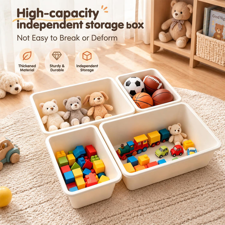 Kinderregal mit 12 Boxen,Spielzeug Organizer Naturholzfarbe | Praktische Spielzeugaufbewahrung mit m