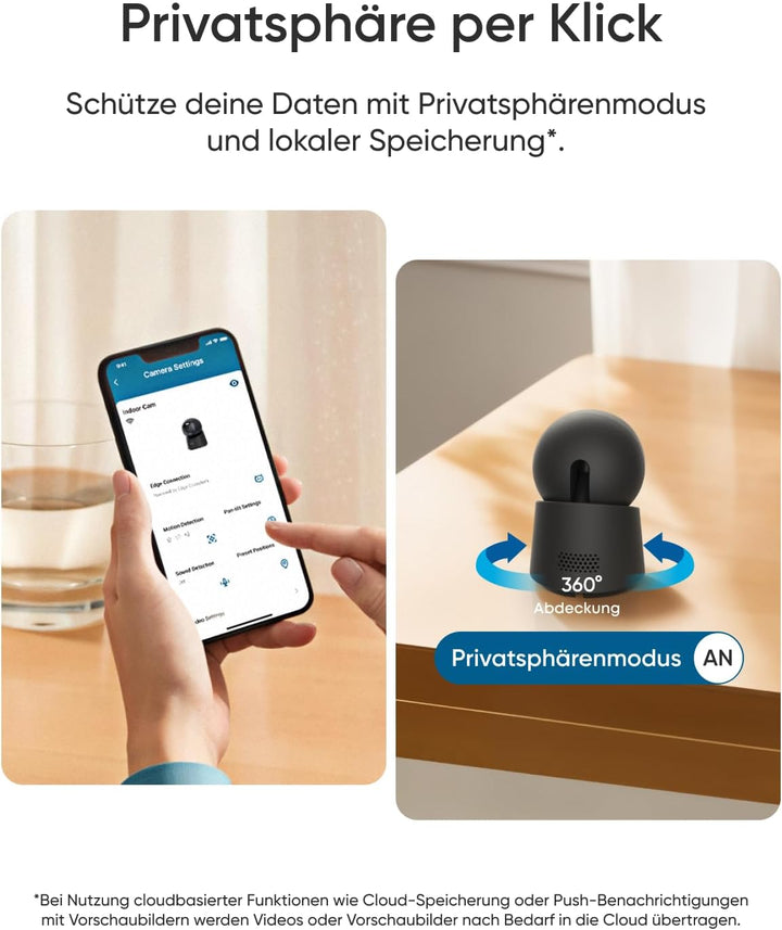 eufy Innenkamera E30, neueste Generation, 4K 8MP UHD Sicherheitskamera, 360° Abdeckung, 6× optischer