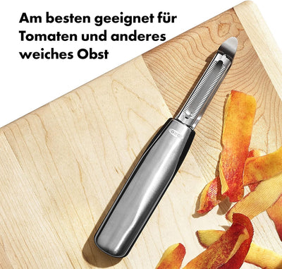 OXO Steel Tomaten-/Gemüseschäler Stahl Schäler mit Wellenschliff, Stahl Schäler mit Wellenschliff