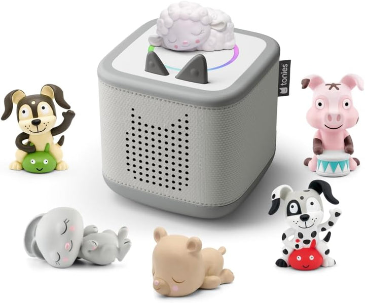 tonies Toniebox 2 Bundle Incl. 6 Schlummerbande und Lieblings-Kinderlieder, Mondgrau, Audioplayer fü