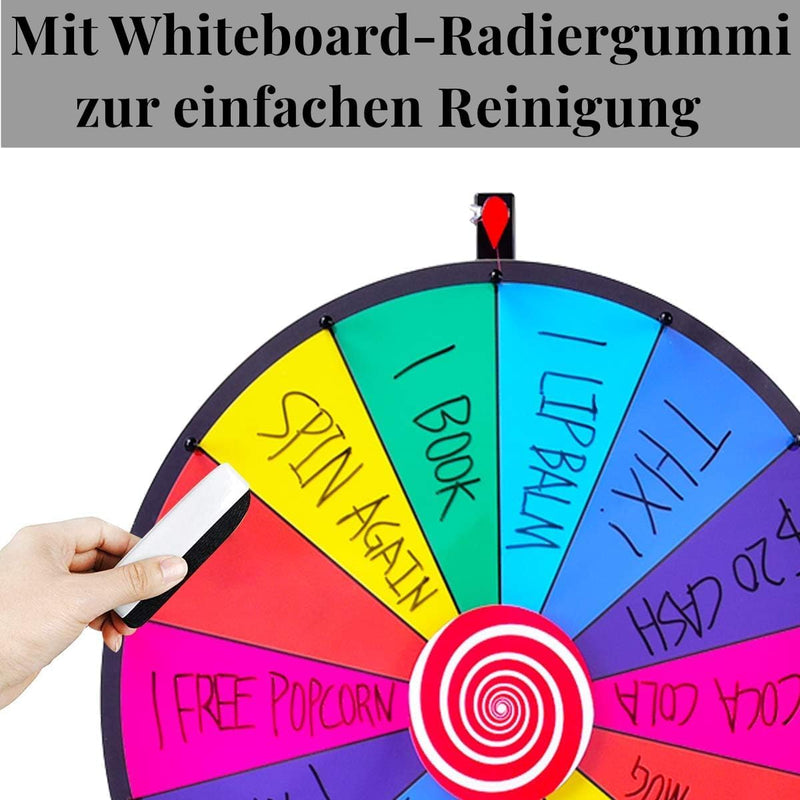 RELAX4LIFE 24" Glücksrad mit Stativ, editierbare Farbe Preisrad, für Lotteriespiele und Wortspiele,