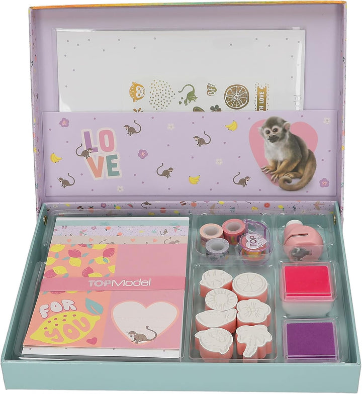 Depesche 13620 TOPModel Juicy - Briefpapier Set in Box, mit Model Motiv und Früchten, inkl. Briefblä