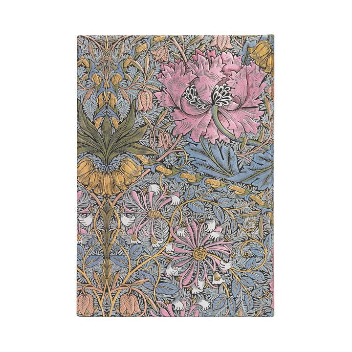 Morris Pink Honeysuckle (William Morris) Midi Unlined Hardcover Journal: Hardcover, 120 gsm, ribbon