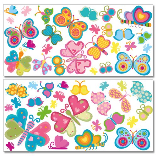 Wandkings Schmetterlinge Wandsticker Megapack Set, 53 Aufkleber, Gesamtfläche 260 x 70 cm