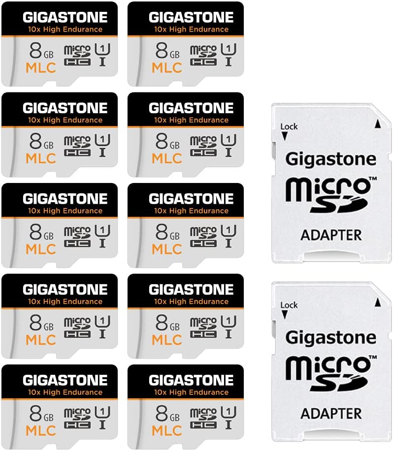 [10x High Endurance] Gigastone MLC 8GB 10er-Pack Industrial MicroSDXC Karte mit Adapter,85/15 MB/s 4