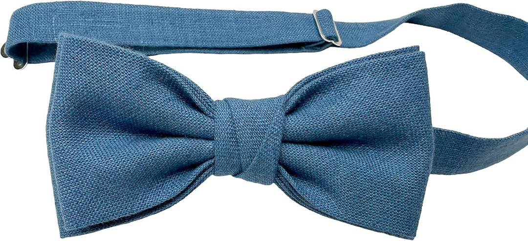 Leinen Accessoires SET: Fliege und Hosenträger Hosenträger mit Leder für Herren. Fliege Bereits gebu