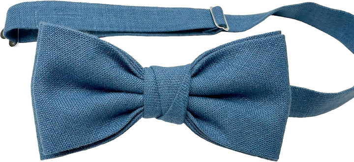 Leinen Accessoires SET: Fliege und Hosenträger Hosenträger mit Leder für Herren. Fliege Bereits gebu