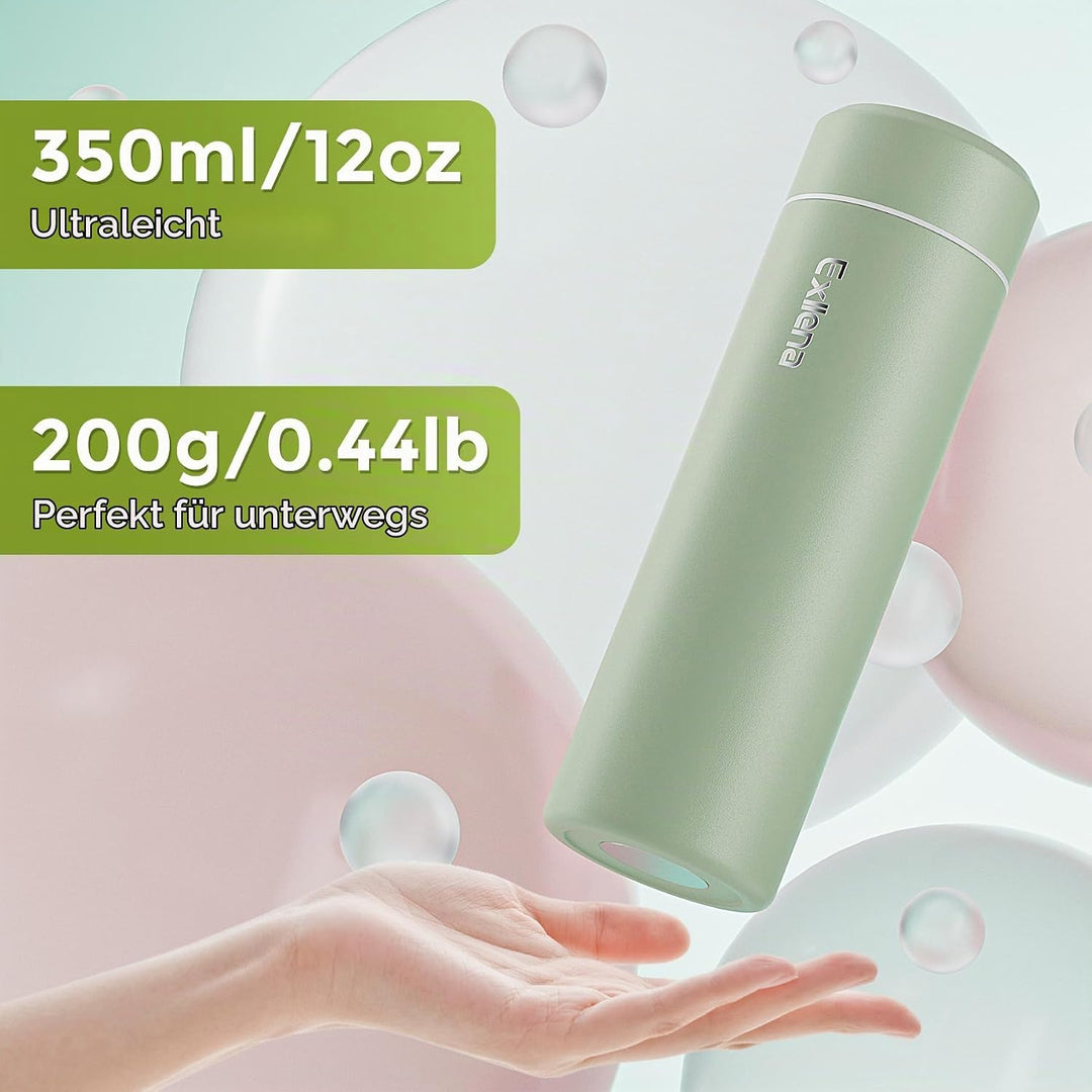 Mini Thermosflasche 350ml mit Edelstahl-Deckel, Trinkflasche Klein Doppelwandige Vakuum–Ultra-Kompak
