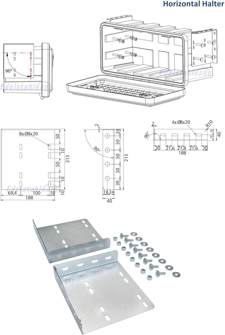 Deichselbox Daken Blackit Lite, Werkzeugkasten, Gurtkiste, Anhängerbox, Staukiste, Daken B24-2 + Hor