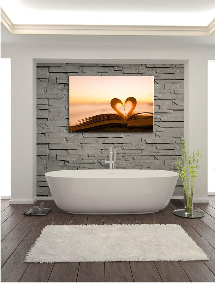 Pixxprint Das Herz aus Einer Buchseite, Format: 100x70 auf Leinwand, 100x70