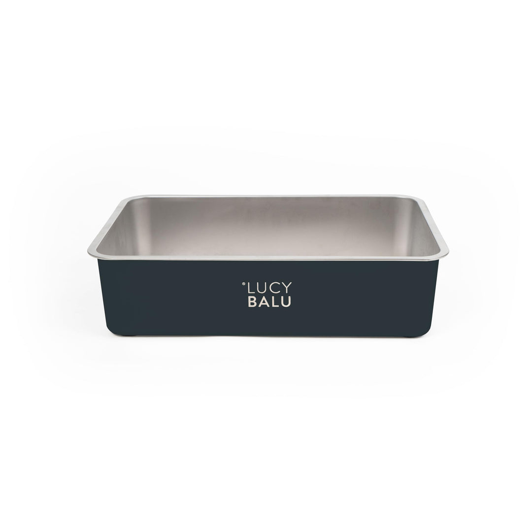 LucyBalu® STEELOO Katzenklo aus Edelstahl I XXL Katzentoilette ohne Deckel mit hop-in Oben-Einstieg