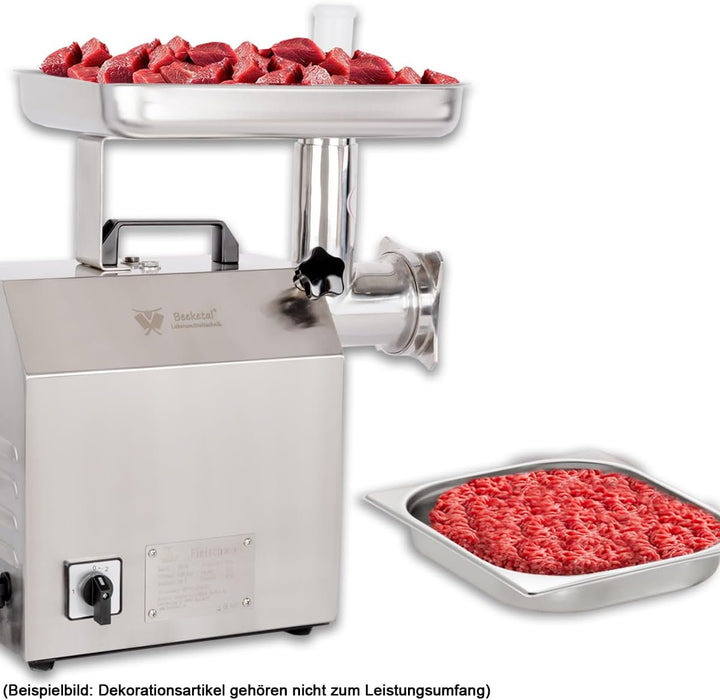 Beeketal 'FW220B' Profi Gastro Edelstahl Fleischwolf mit 220 kg/Std. Durchsatz, starkem 1100 Watt Mo