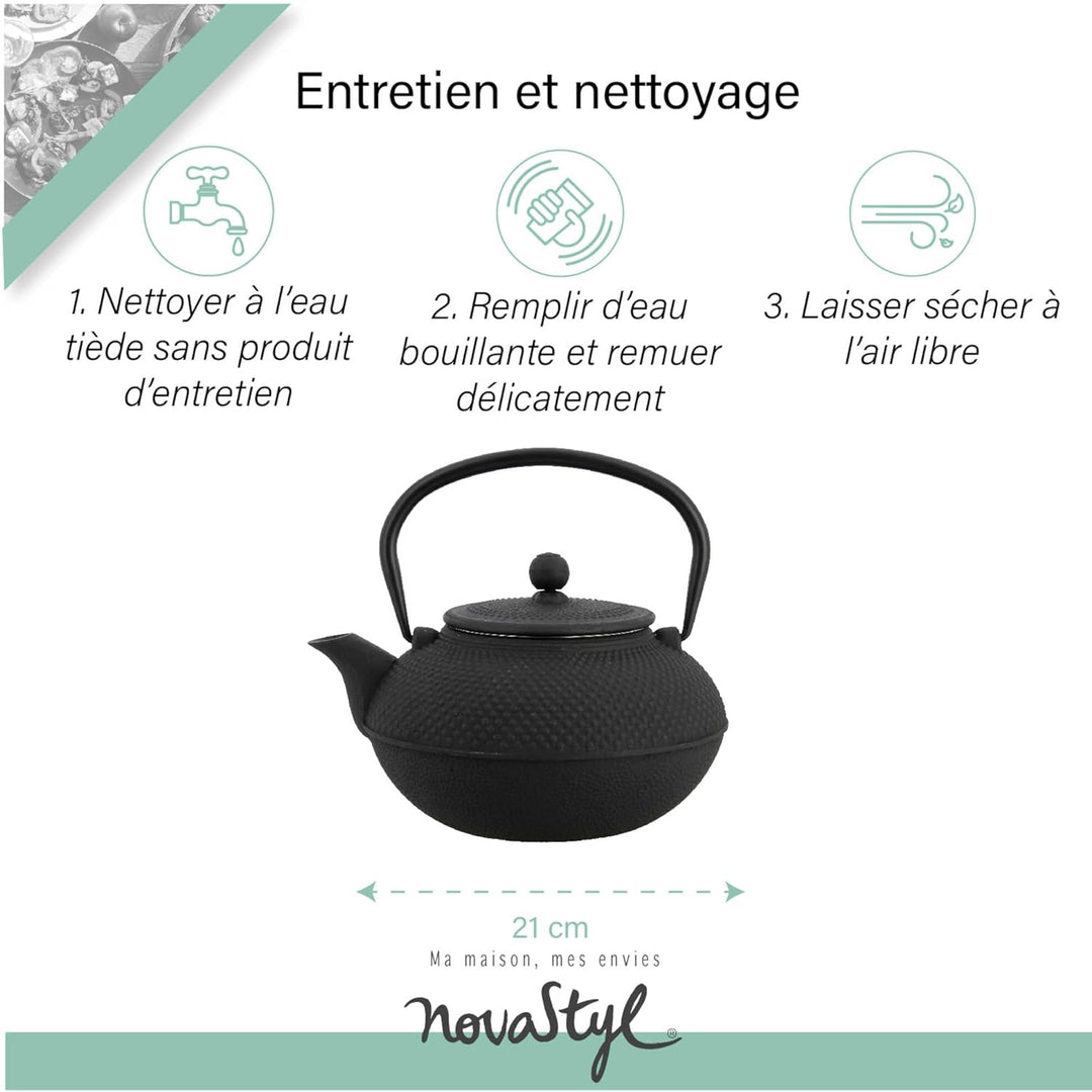 TheKitchenette 7321423 Teekanne, Gusseisen, 1,5 l, Schwarz 1L50, 1L50