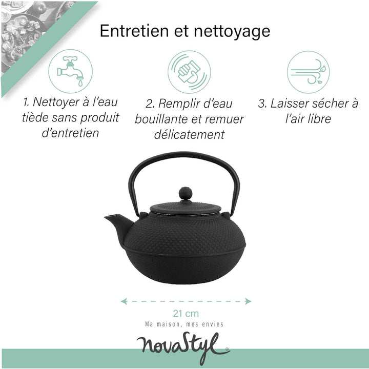 TheKitchenette 7321423 Teekanne, Gusseisen, 1,5 l, Schwarz 1L50, 1L50