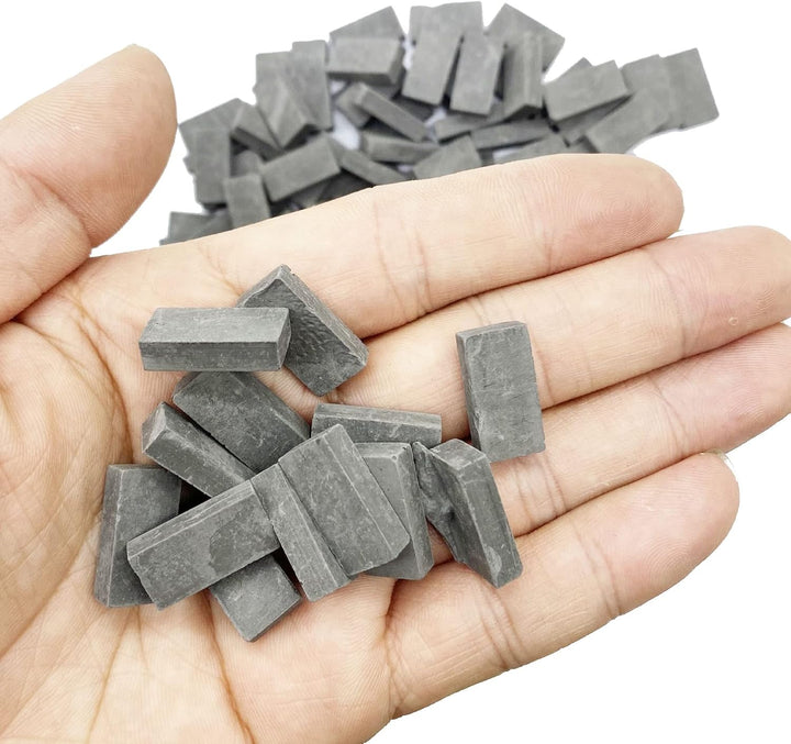 Woohome 500 Stück Mini Ziegel Mini Scale Ziegel Grau Mini Simulation Ziegel mit Schaber für DIY Pupp