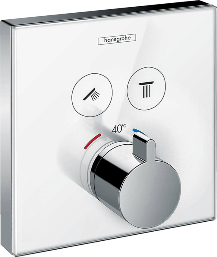 hansgrohe ShowerSelect Glas Unterputz Thermostat, für 2 Funktionen, Weiss/Chrom Thermostat Weiss/Chr