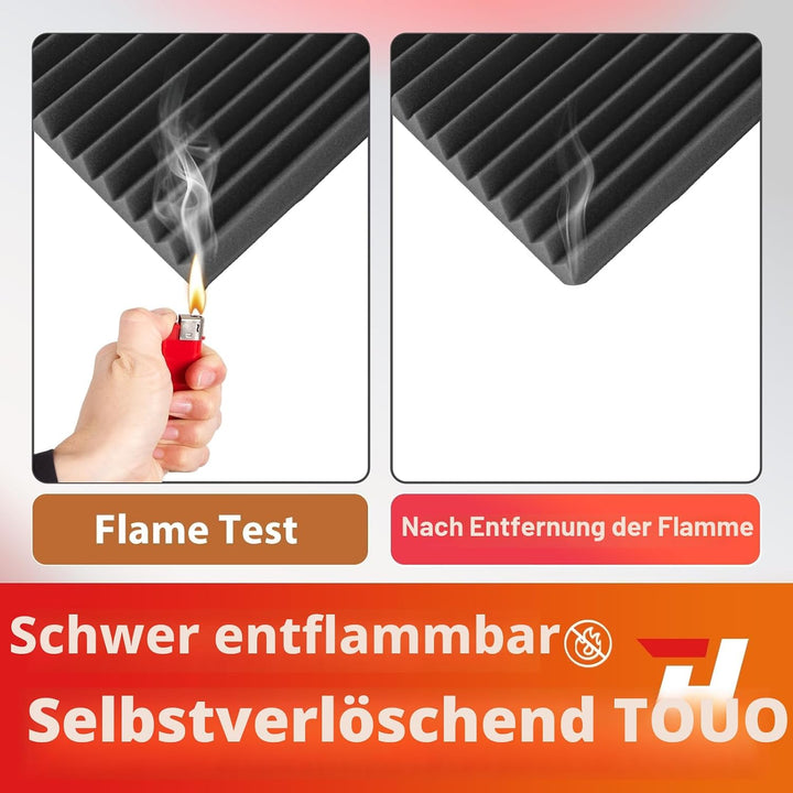 Akustikplatten, schalldichte Schaumstoffplatten für die Wand, 30,5 x 30,5 x 5,1 cm, schwer entflammb