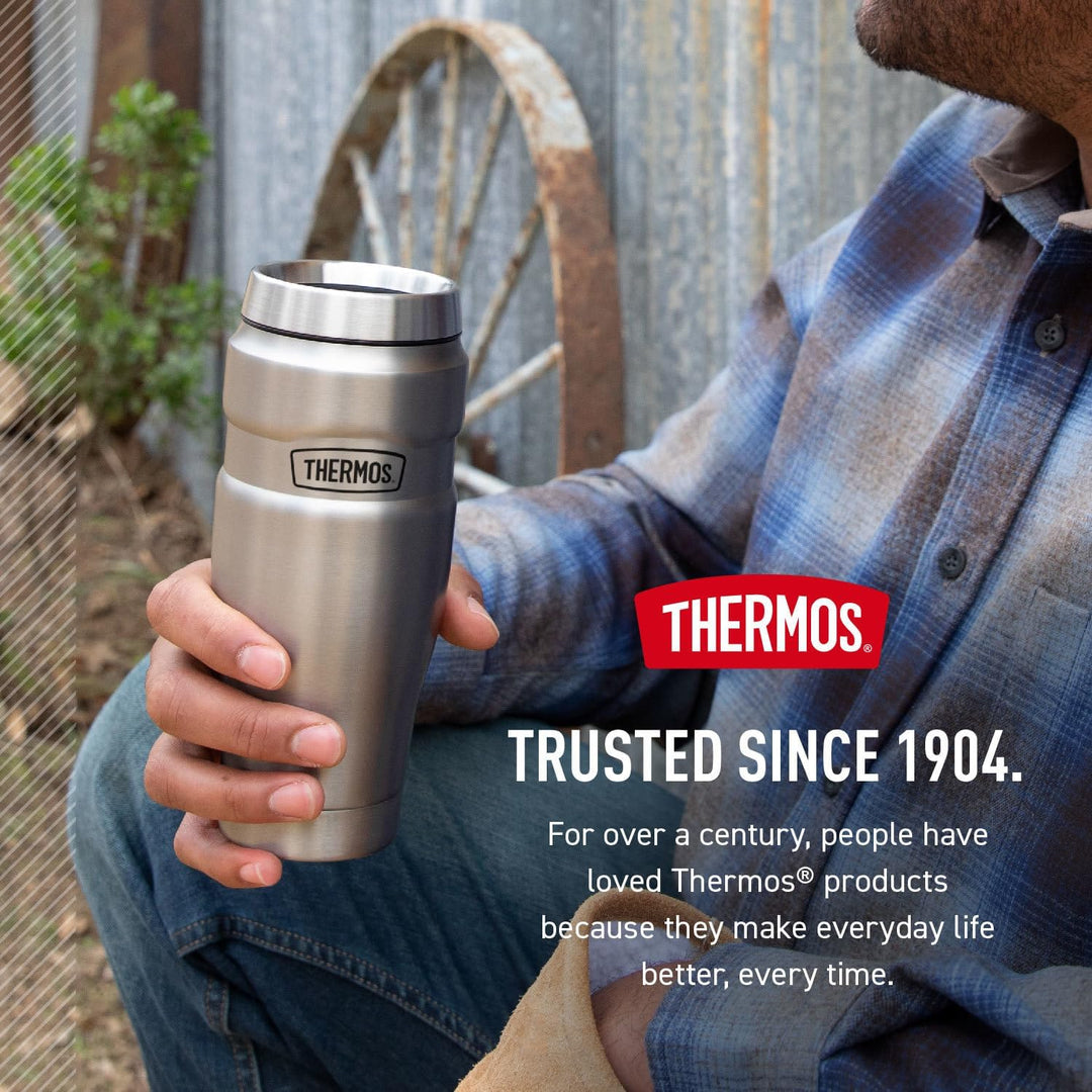 Thermos Stainless King 16 Ounce Travel Tumbler, Stainless Stee Matter Stahl, Matter Stahl